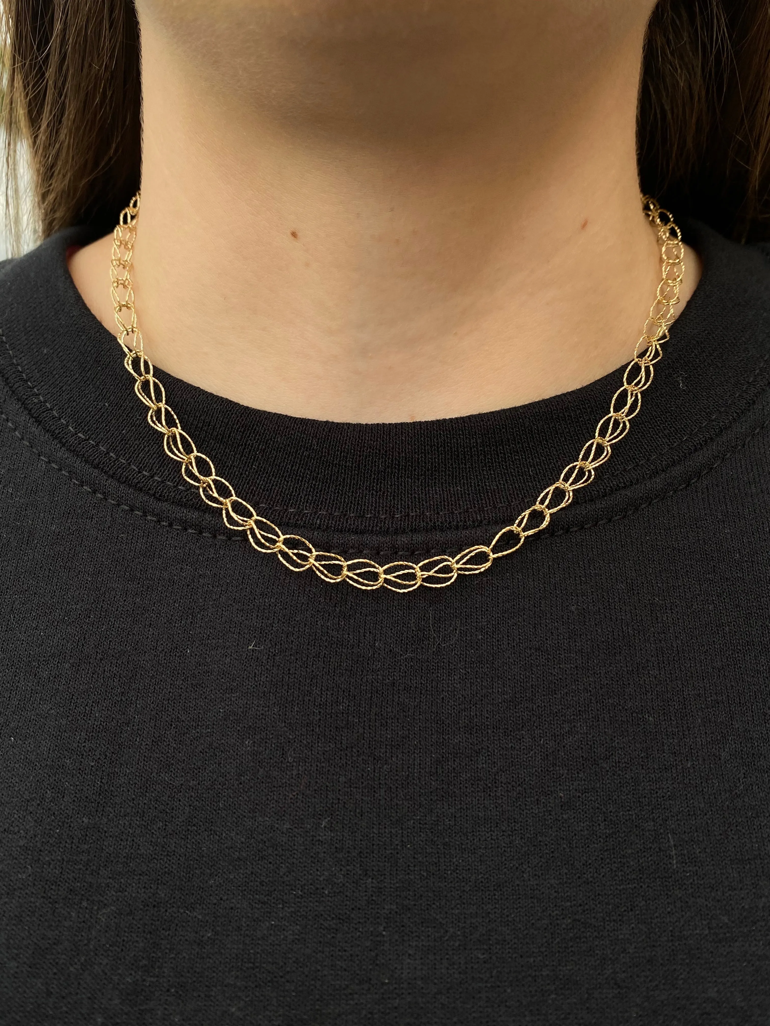 14K Gold Thin Fashion Diamond Cut Necklace