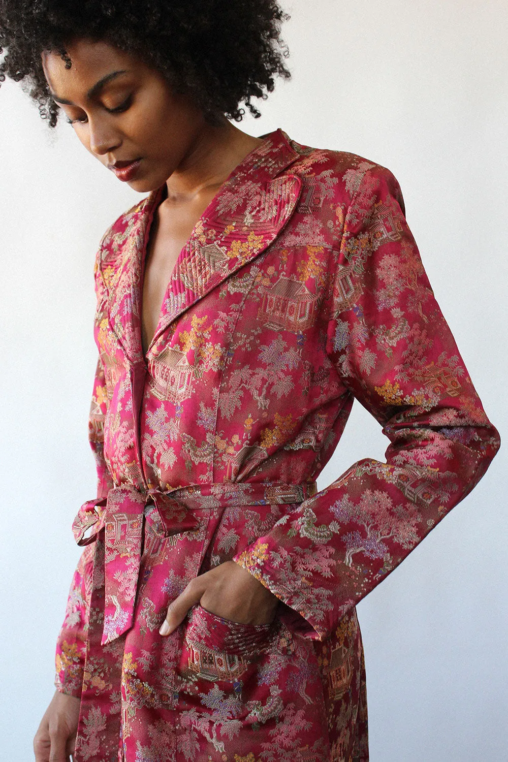 1940s Chinoiserie Robe Dress M