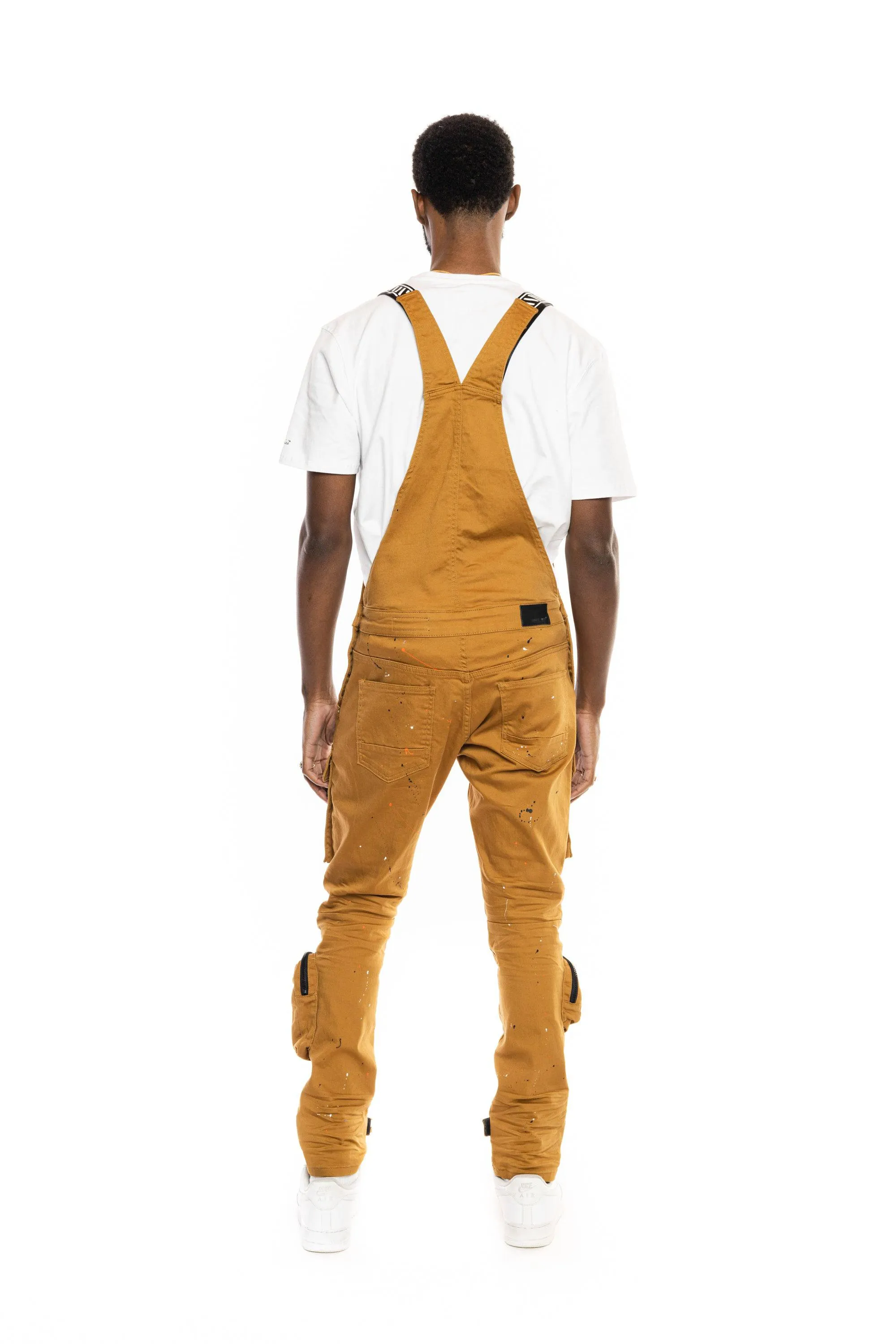 3D Pocket Utility Fashion Overalls - Wheat