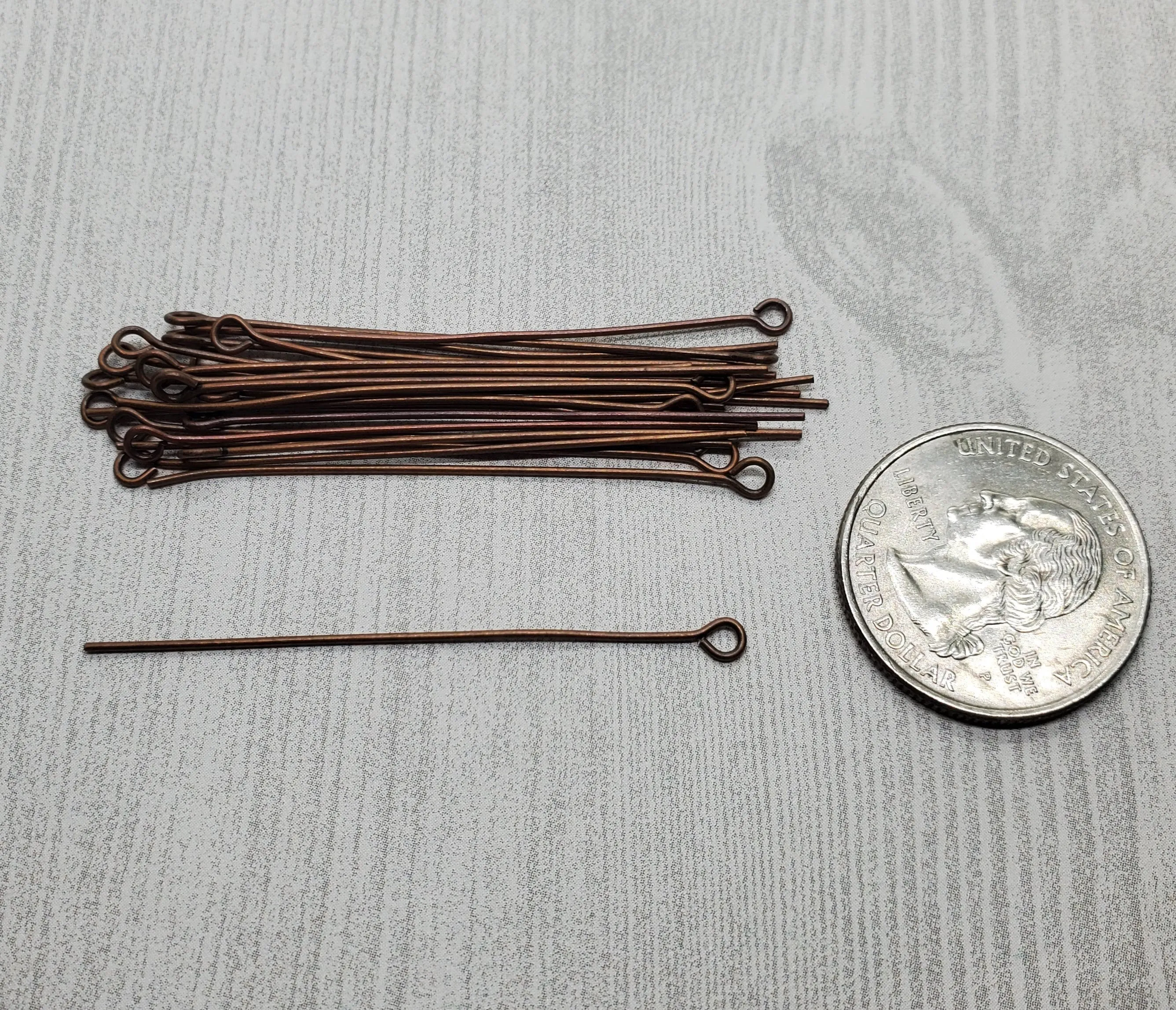 50mm 21 Gauge Antique Copper Eye Pins (24) - L1162