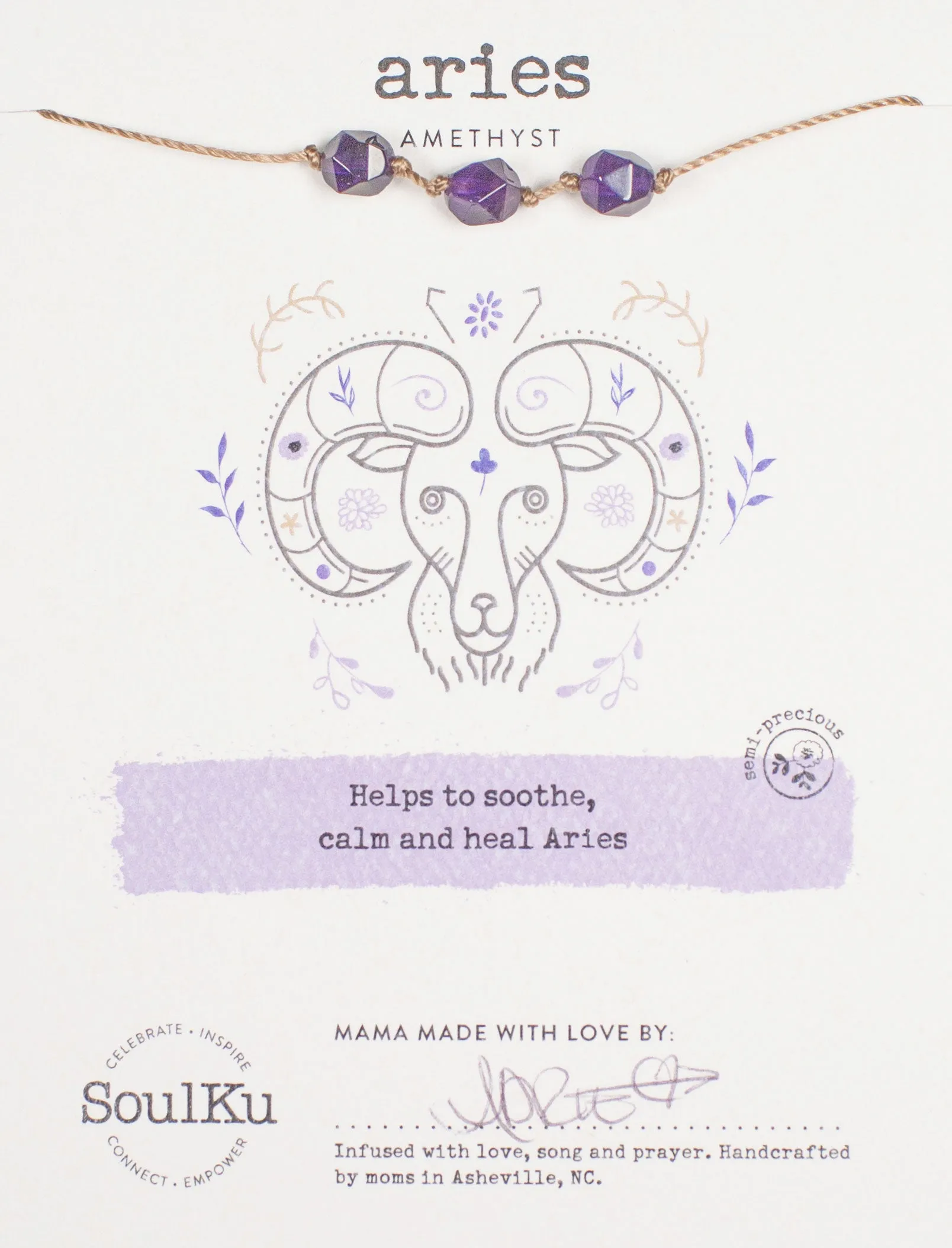 Amethyst Zodiac Necklace for Aries | 3/21 - 4/19