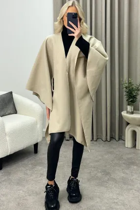 Andra Beige Wool Look Pull Through Cape