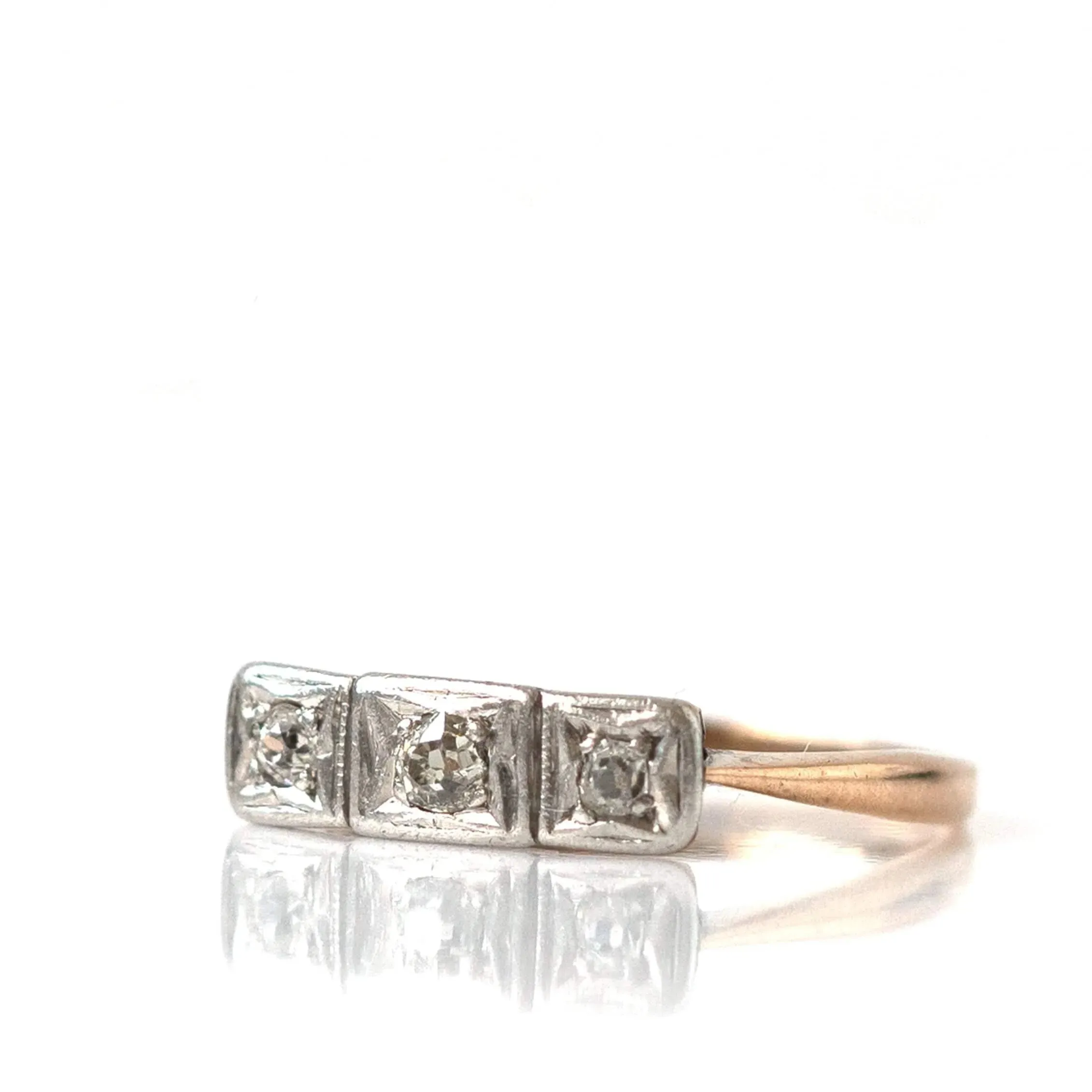 Art Deco 1920s Old Cut Diamond 9ct Gold Ring