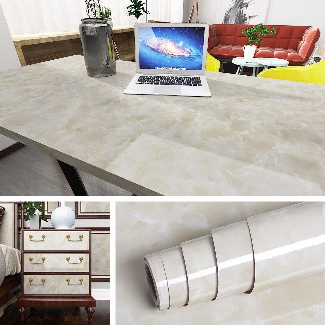 Benchtop Kitchen Vinyl Marble Look Contact Paper