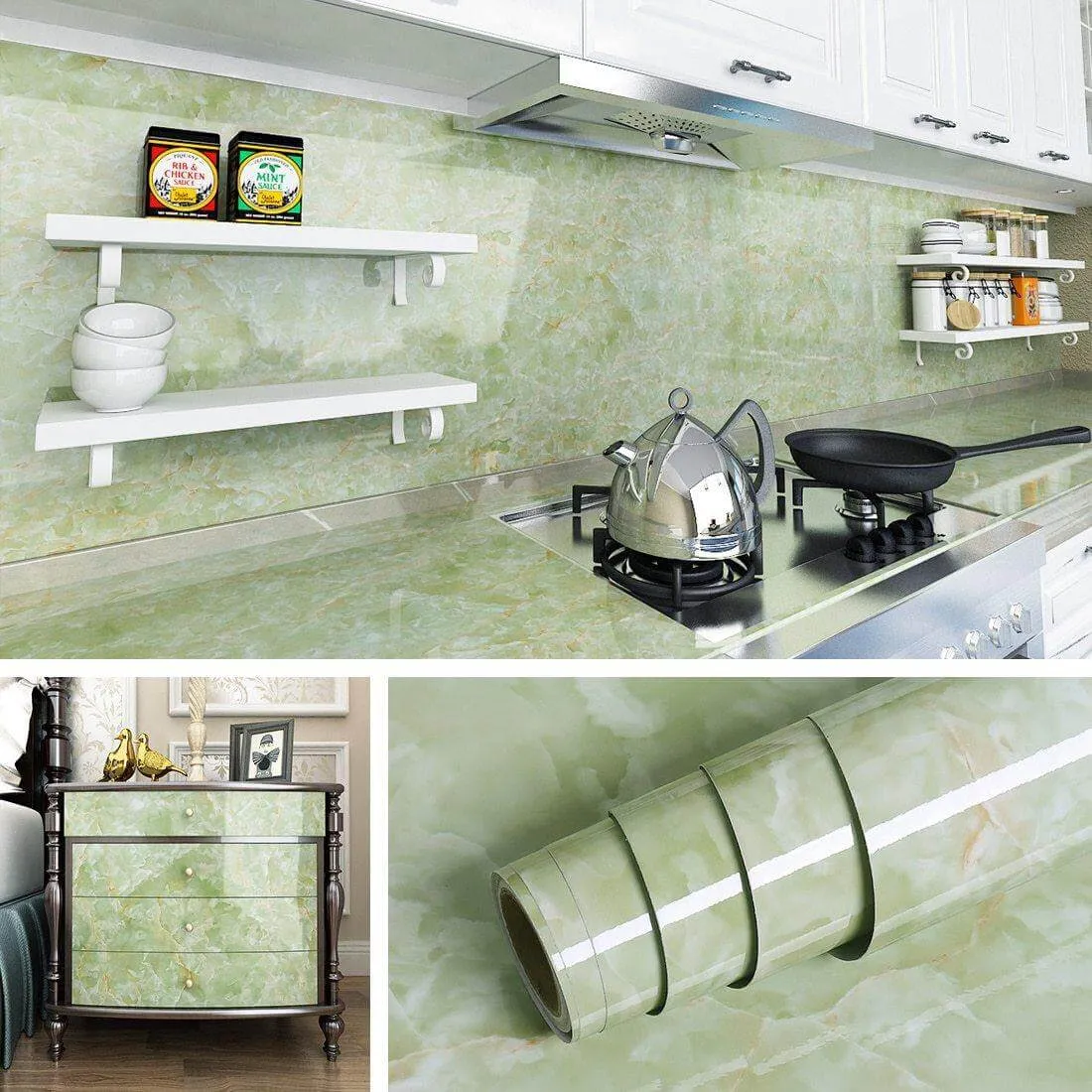 Benchtop Kitchen Vinyl Marble Look Contact Paper