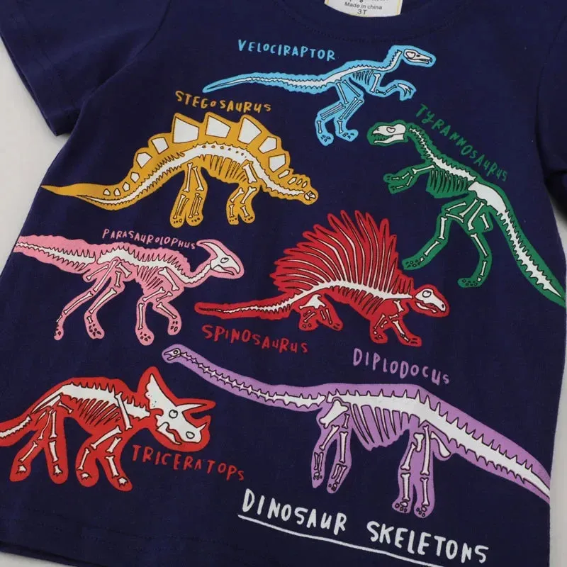 Boys Summer Fashion Luminous Dinosaur Tops