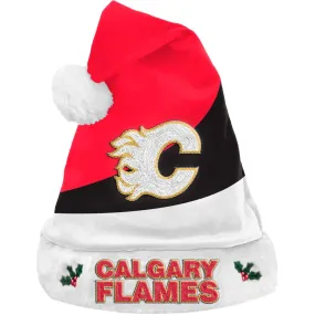 Calgary Flames Logo Colorblock Santa Hat NHL Hockey by Forever Collectibles