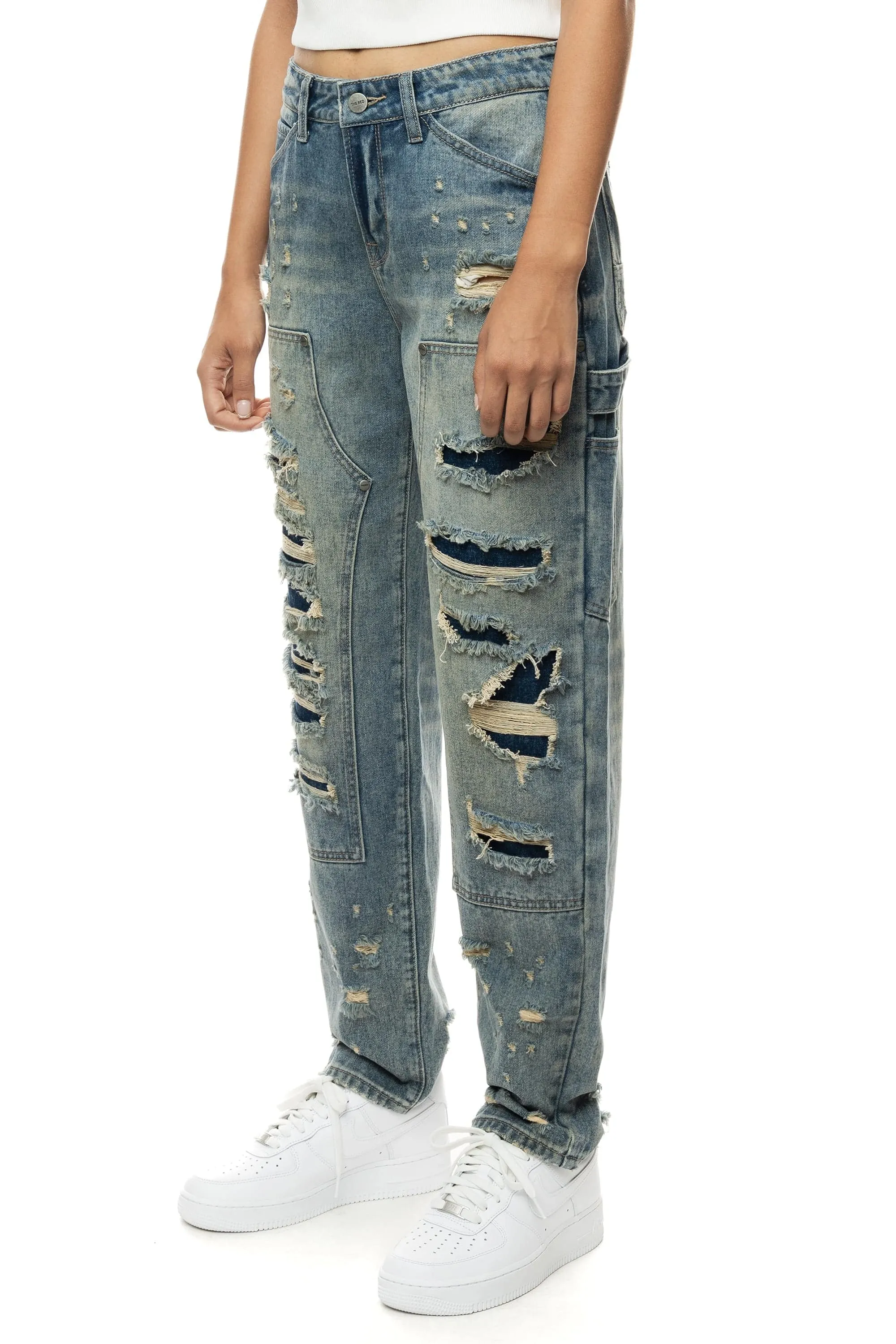 Carpenter Fashion Denim Pants - Glen Blue