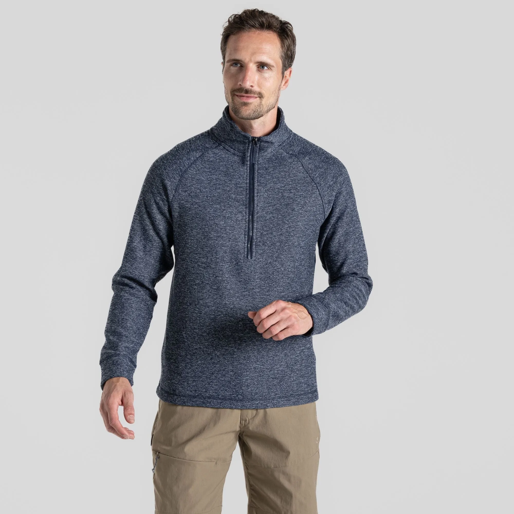 Craghoppers Mens Barn Half Zip Knit Look Fleece-BLUE NAVY