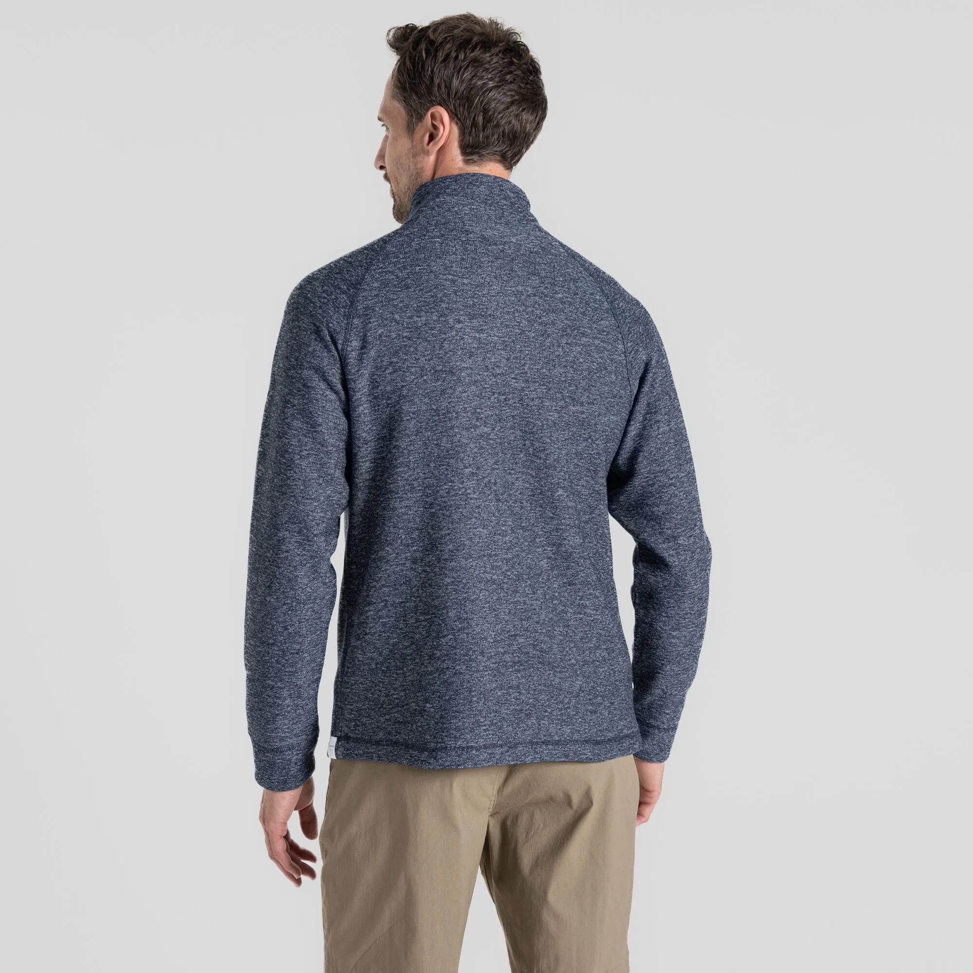 Craghoppers Mens Barn Half Zip Knit Look Fleece-BLUE NAVY