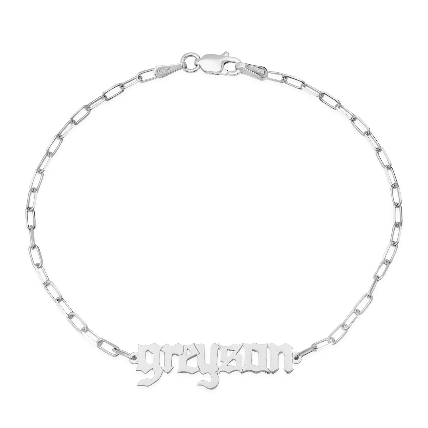 Customizable Old English Name Chain Bracelet