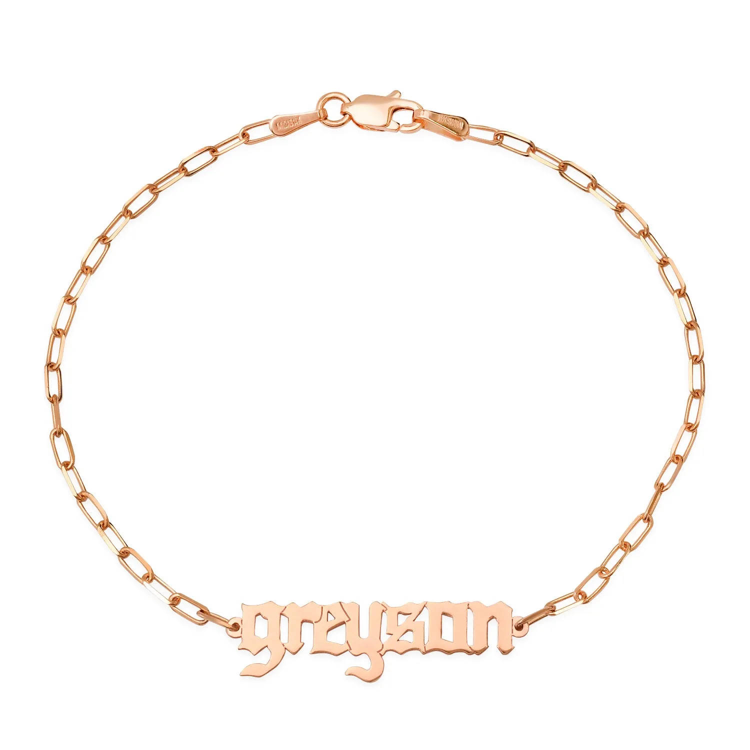 Customizable Old English Name Chain Bracelet