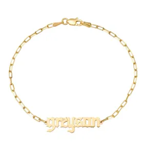 Customizable Old English Name Chain Bracelet