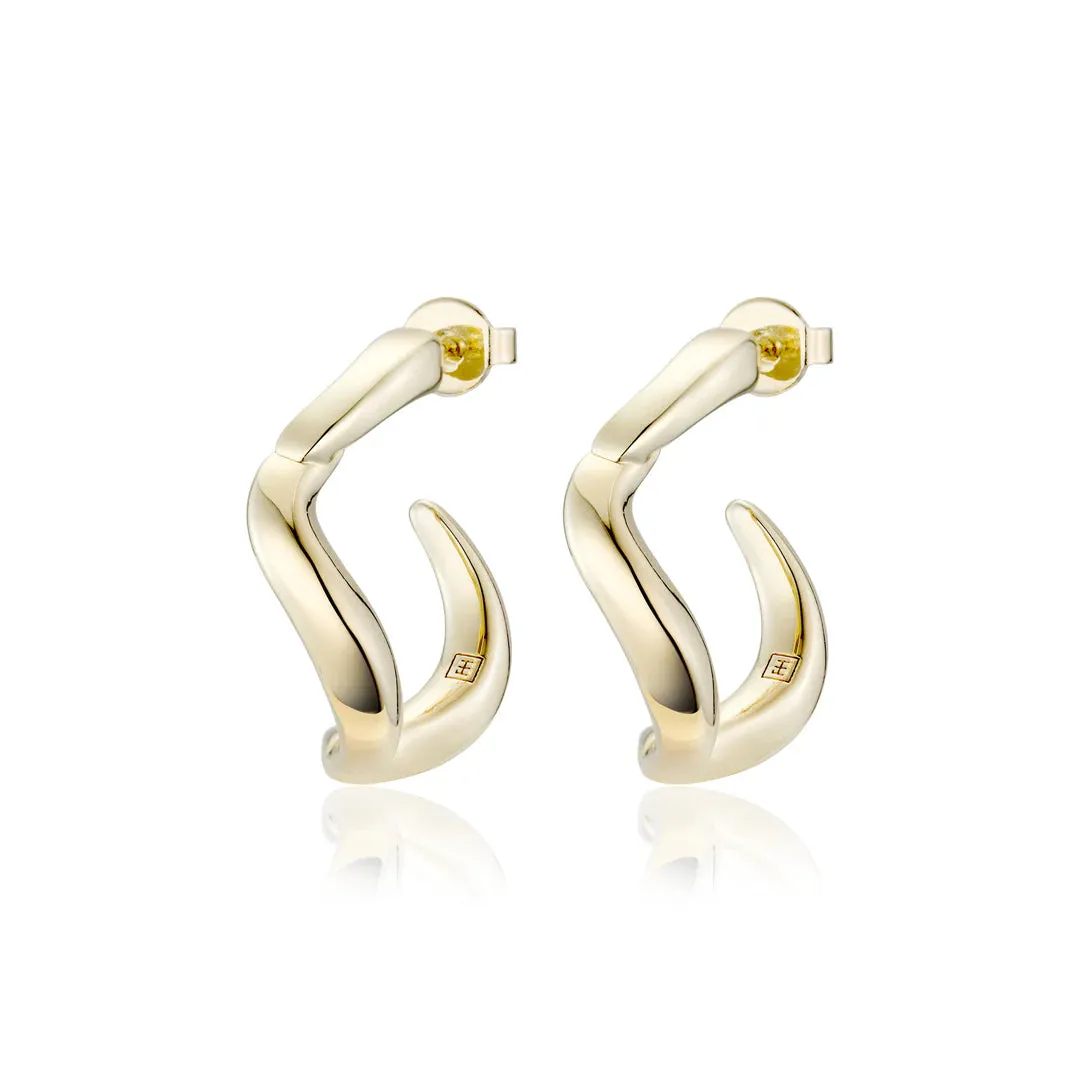 F&H STUDIOS Wave Hoop Earrings Small GOLD