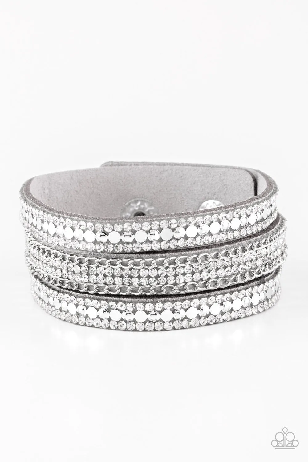 Fashion Fanatic Silver Urban Wrap Snap Bracelet - Paparazzi Accessories