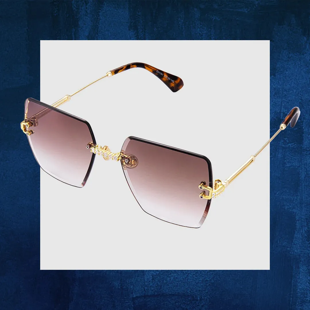 Fashion Oversize Square Rimless Sunglasses