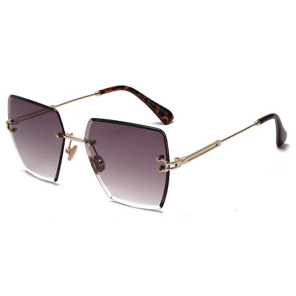 Fashion Oversize Square Rimless Sunglasses