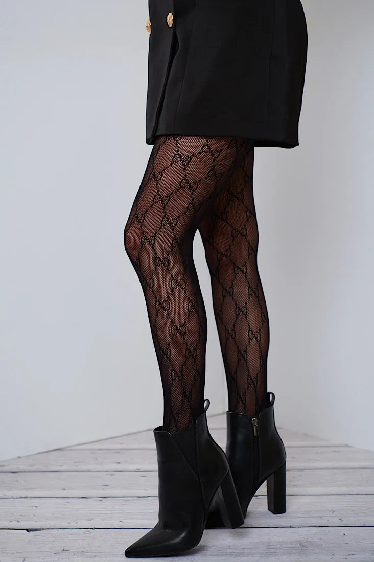 Fashion Pattern Tights - Black