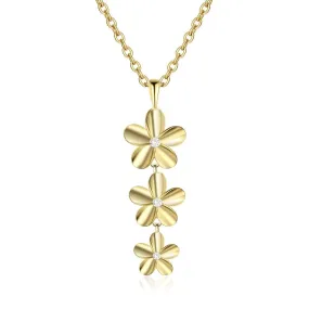 Fashion Triple Flower Necklace With Zirconia