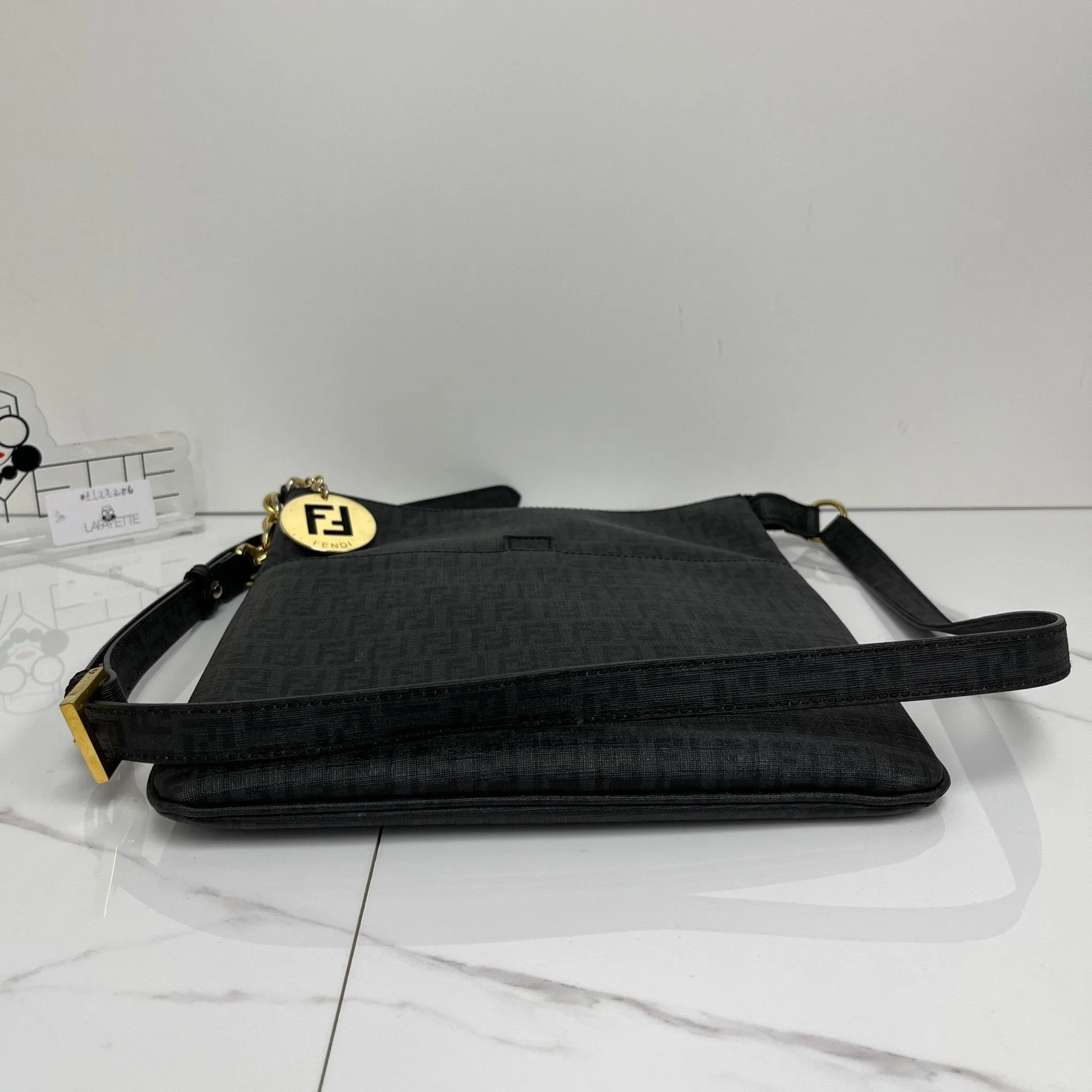 Fendi Black Zucchino Spalmati Forever Crossbody Bag