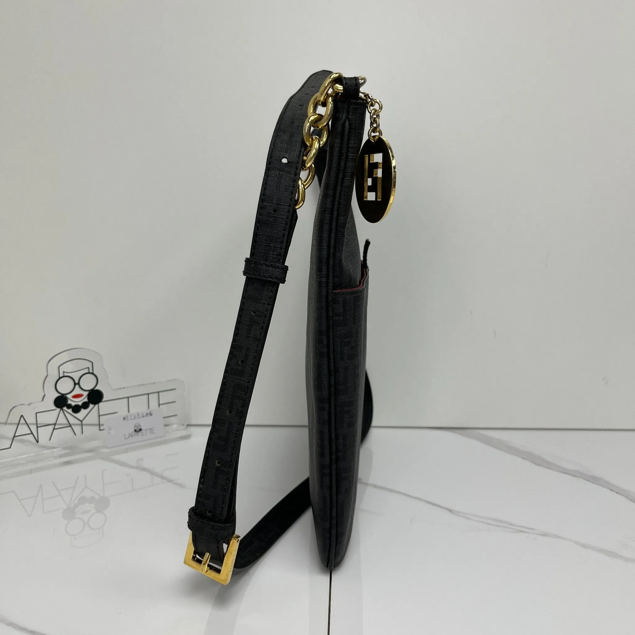 Fendi Black Zucchino Spalmati Forever Crossbody Bag