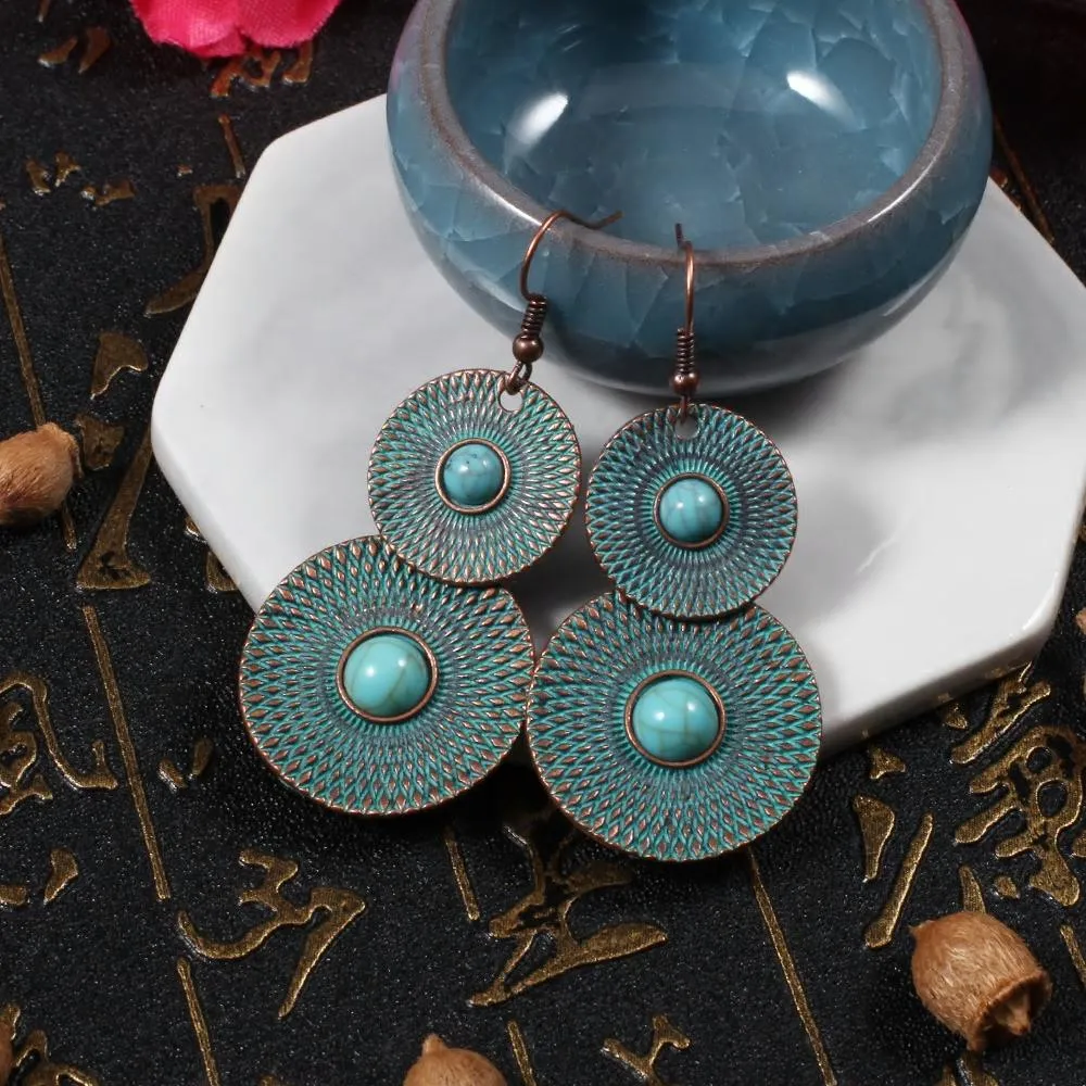 Geometric Circle Drop Distressed Look Earring