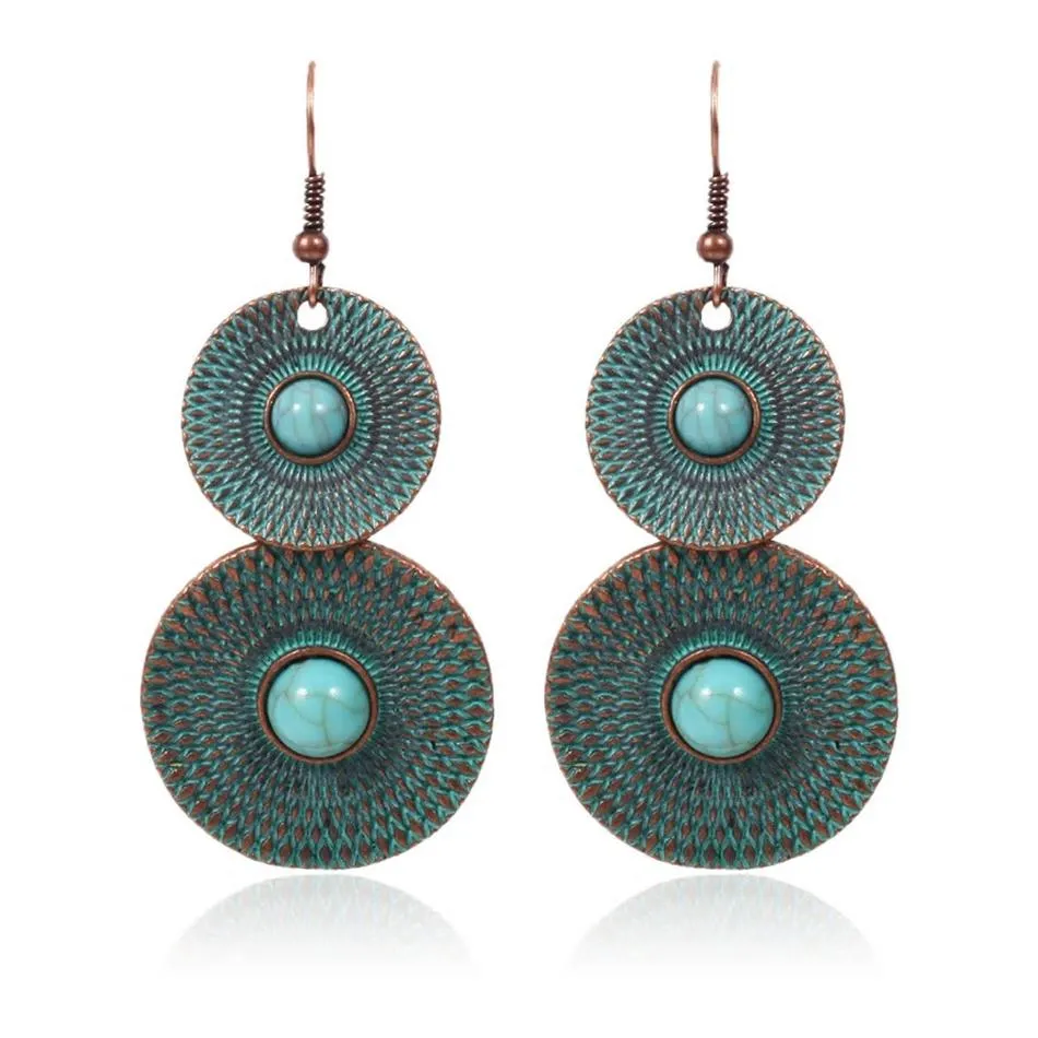 Geometric Circle Drop Distressed Look Earring