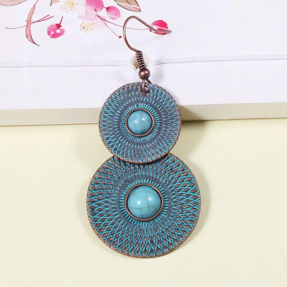 Geometric Circle Drop Distressed Look Earring