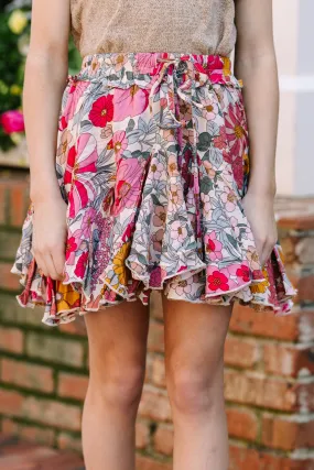 Girls: Look Your Way Pink Floral Ruffled Skort