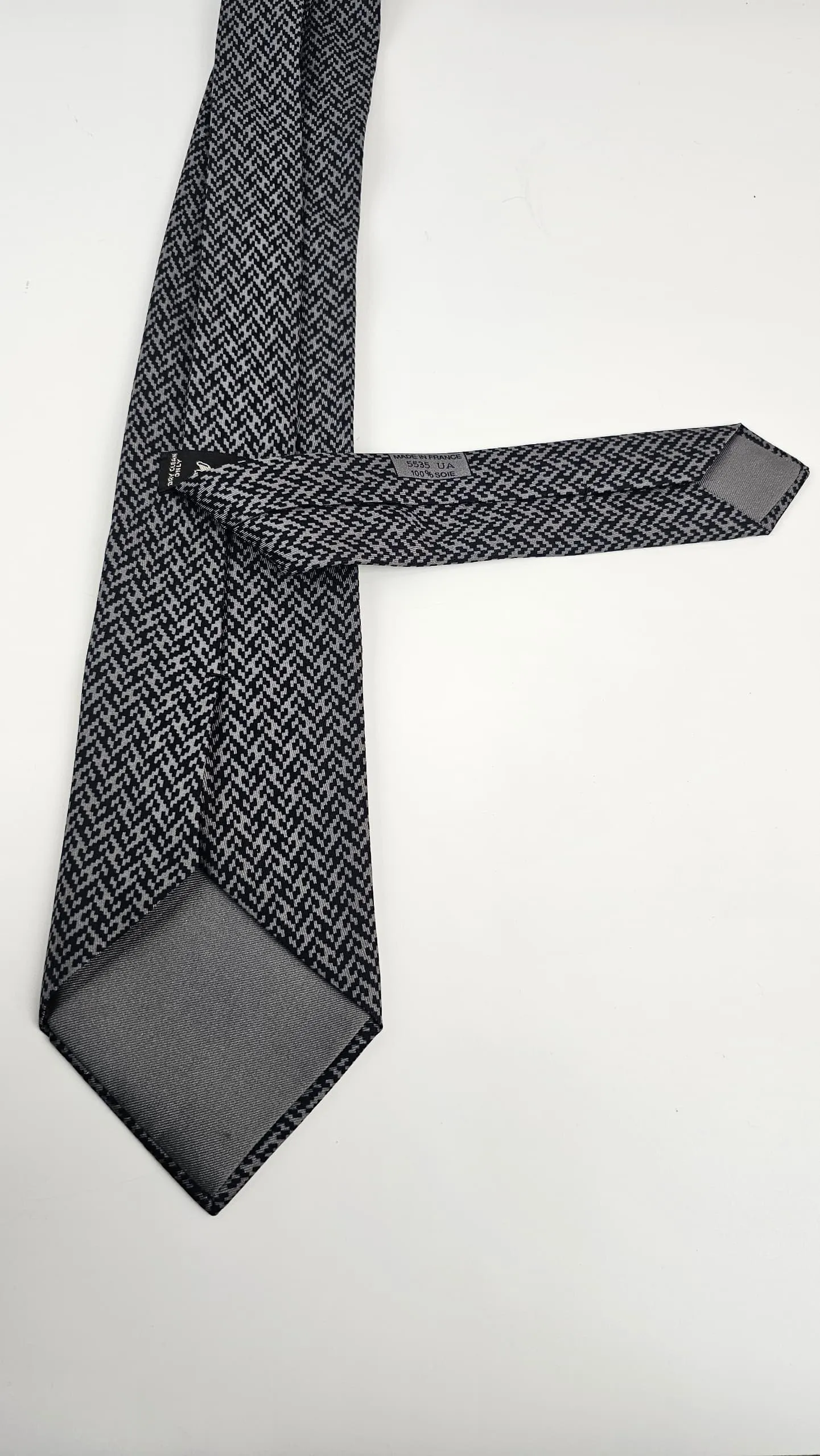 H Faconnee Black Silk tie