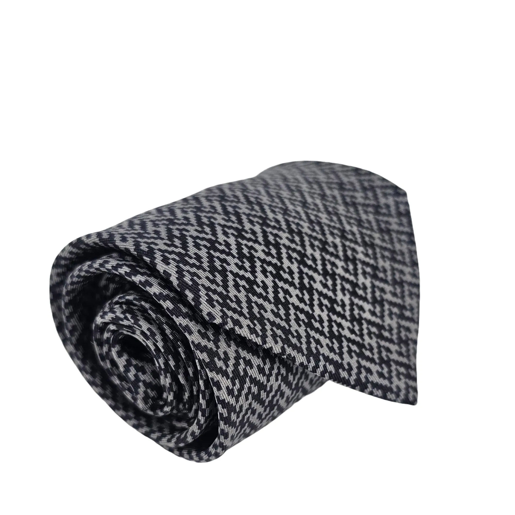 H Faconnee Black Silk tie