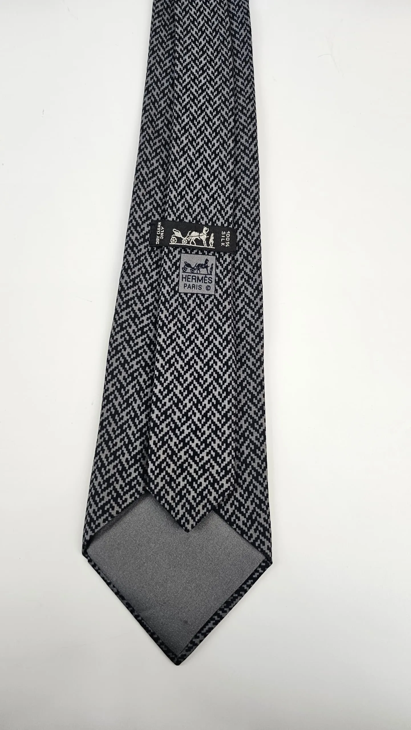 H Faconnee Black Silk tie