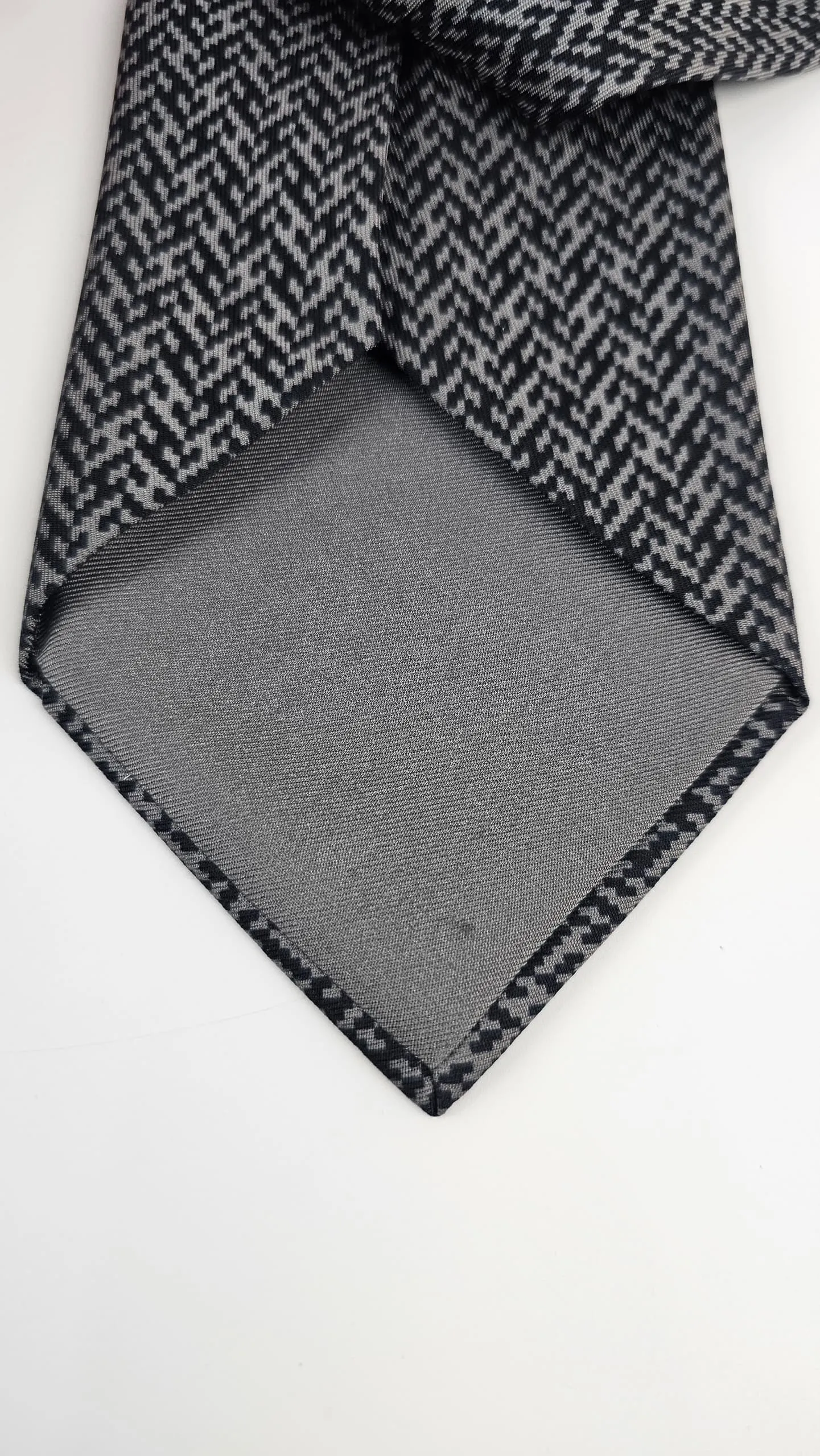 H Faconnee Black Silk tie