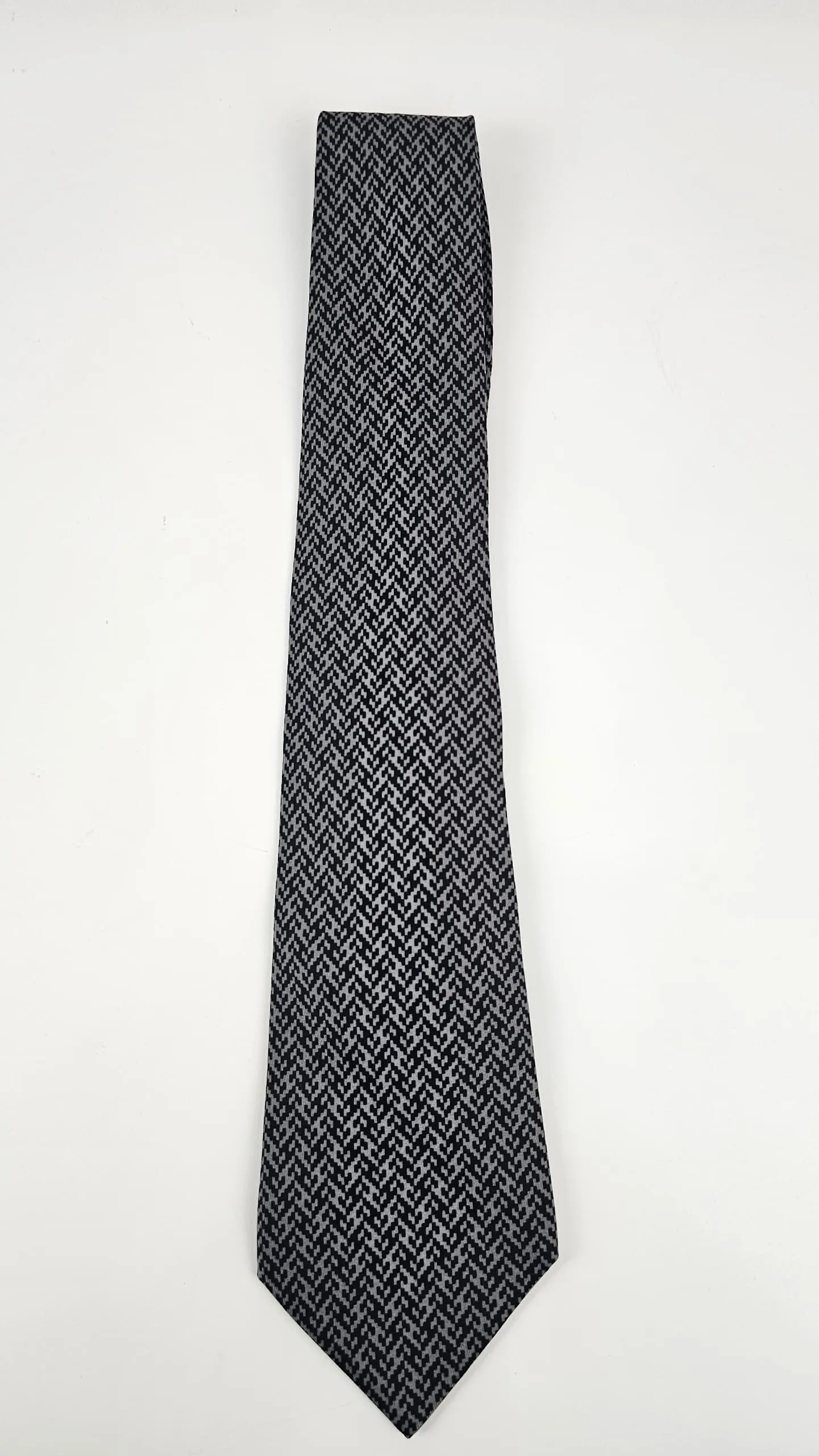 H Faconnee Black Silk tie