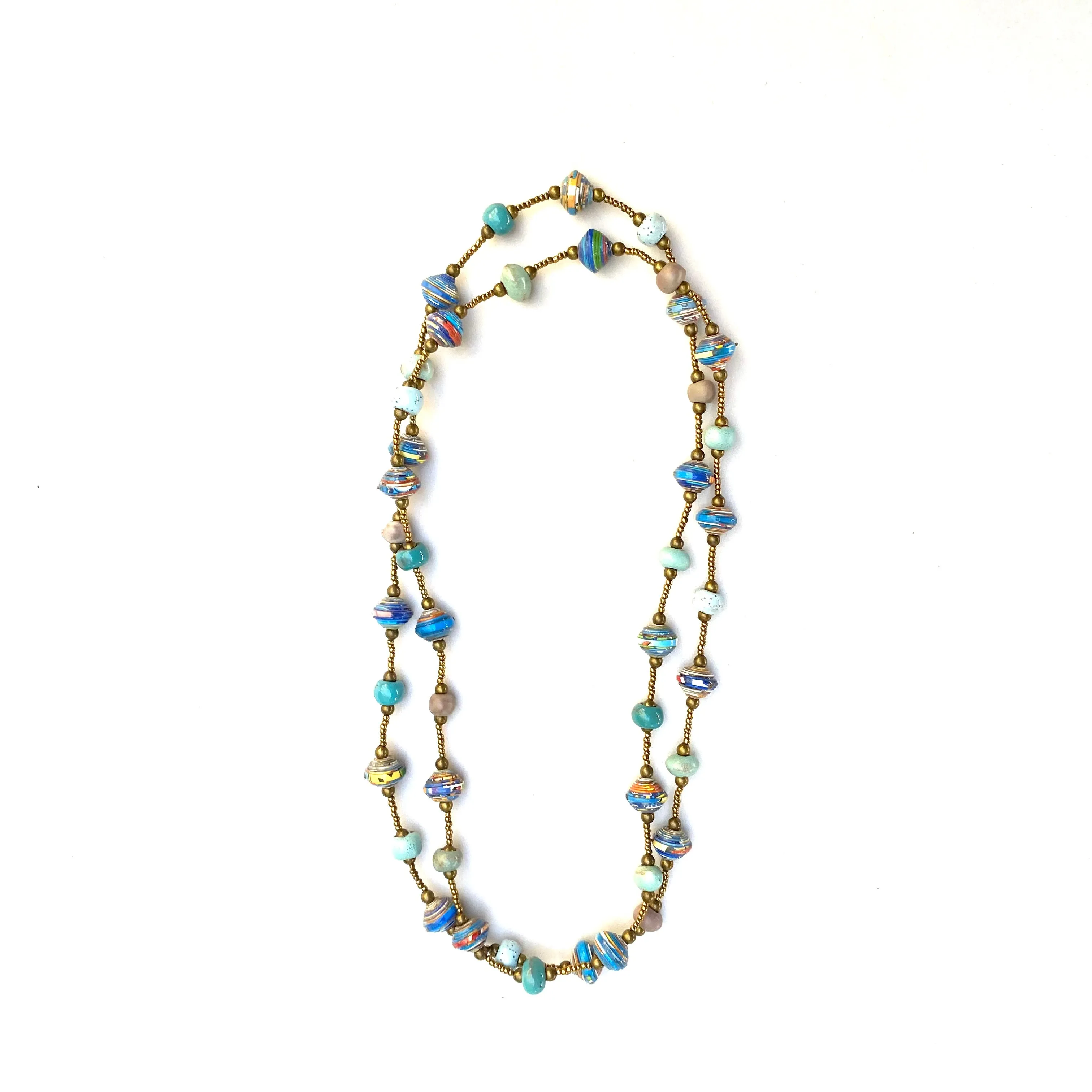 Haitian Signature Necklace- Pastels with Cereal Box Beads look