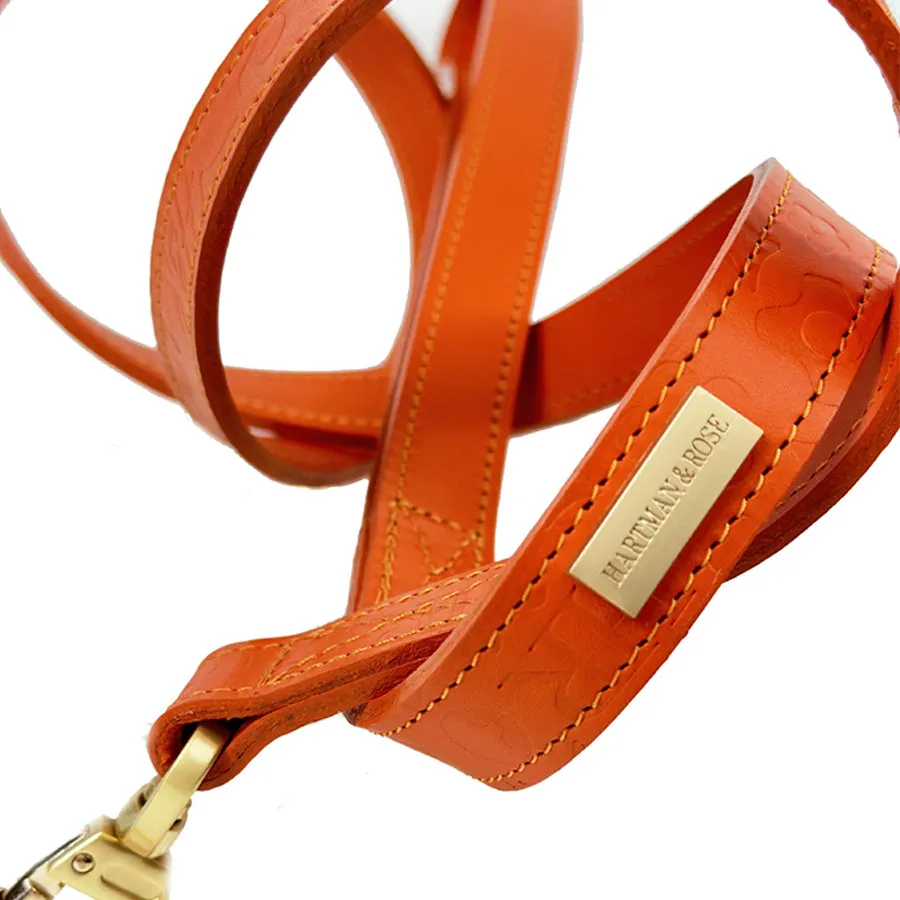 H&R Embossed Dog Leash in Tangerine