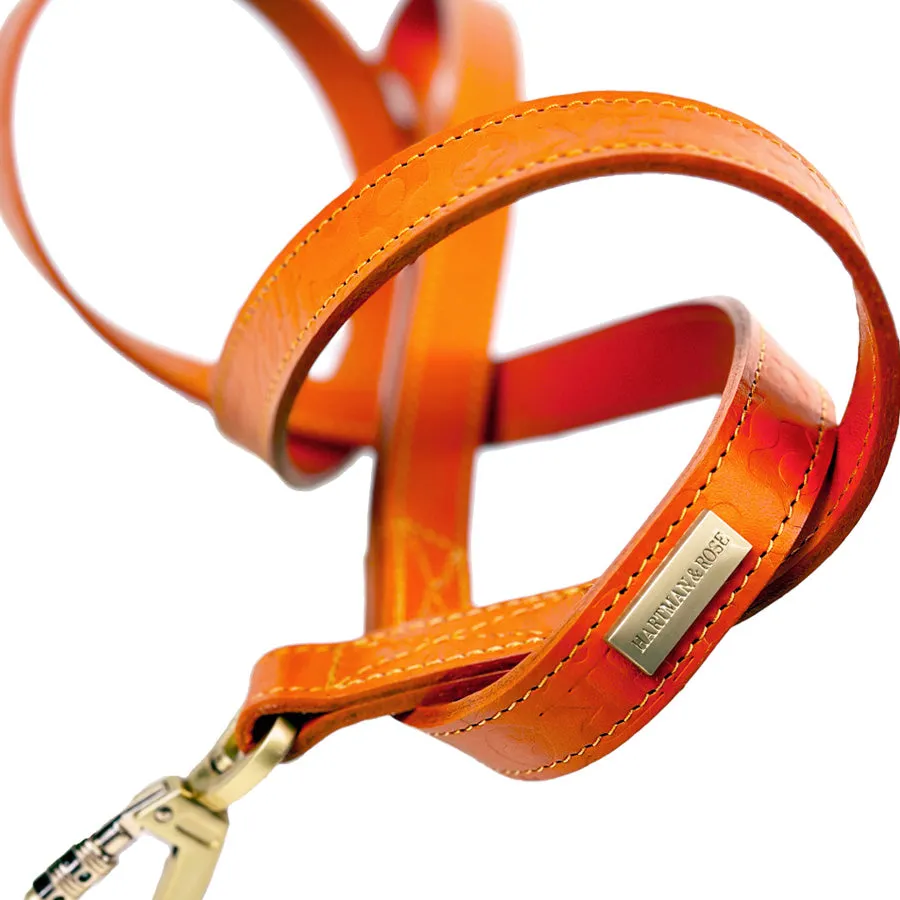 H&R Embossed Dog Leash in Tangerine