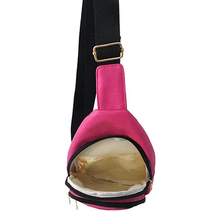 Hot Pink Faux Leather Fashion Sling Bag