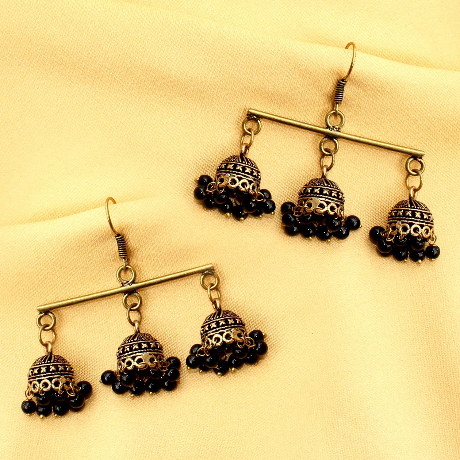 Imeora Exclusive Golden Tripple Jhumki Fashion Earrings