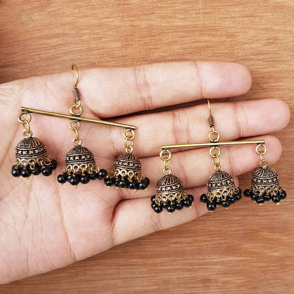 Imeora Exclusive Golden Tripple Jhumki Fashion Earrings