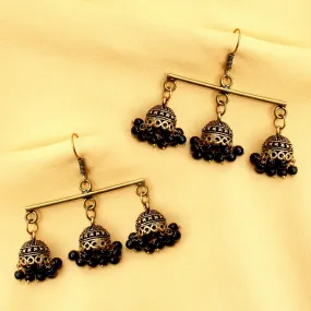 Imeora Exclusive Golden Tripple Jhumki Fashion Earrings