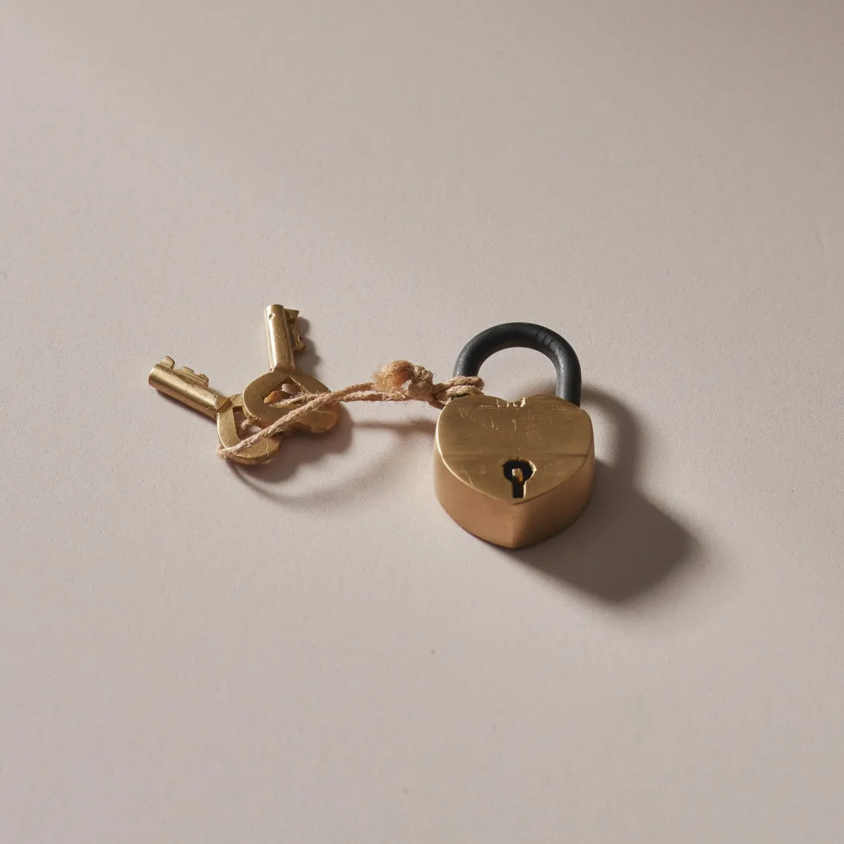 Indian Brass Heart Lock - Vintage Look