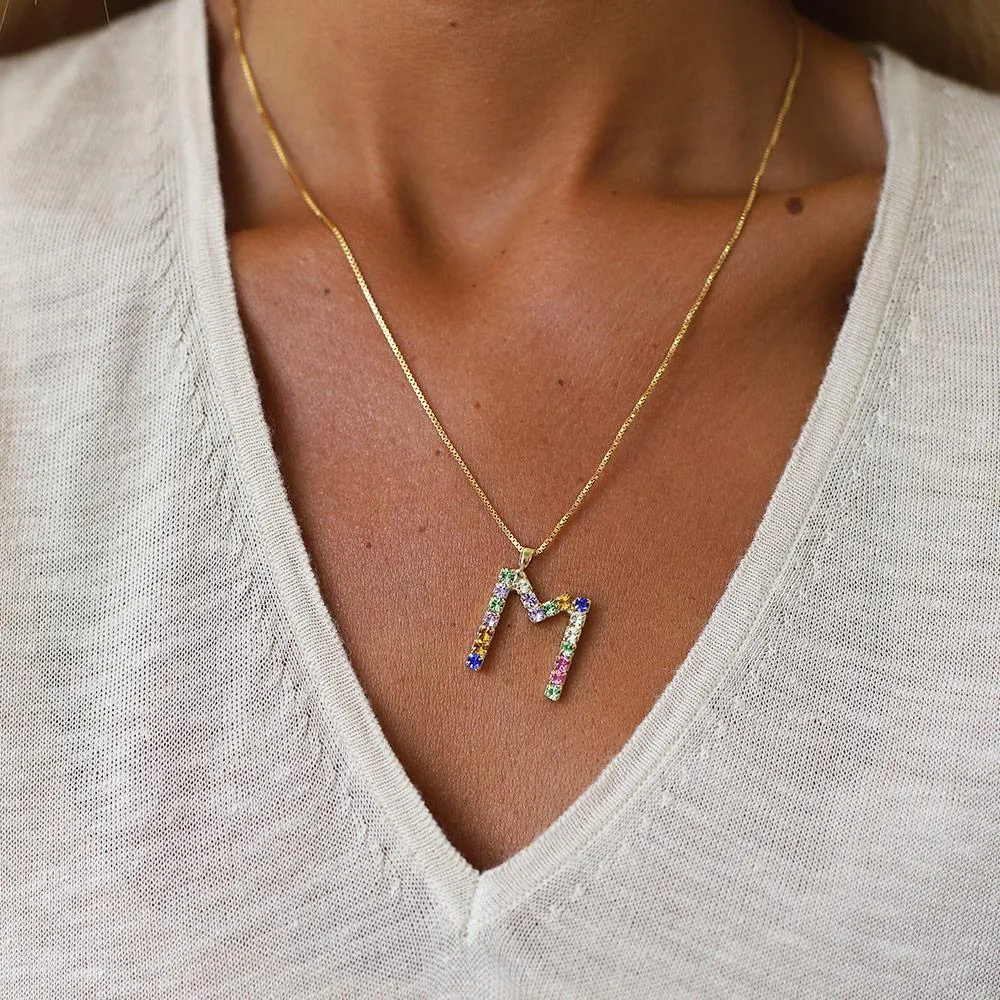 Letter Necklace M / Rainbow Combo