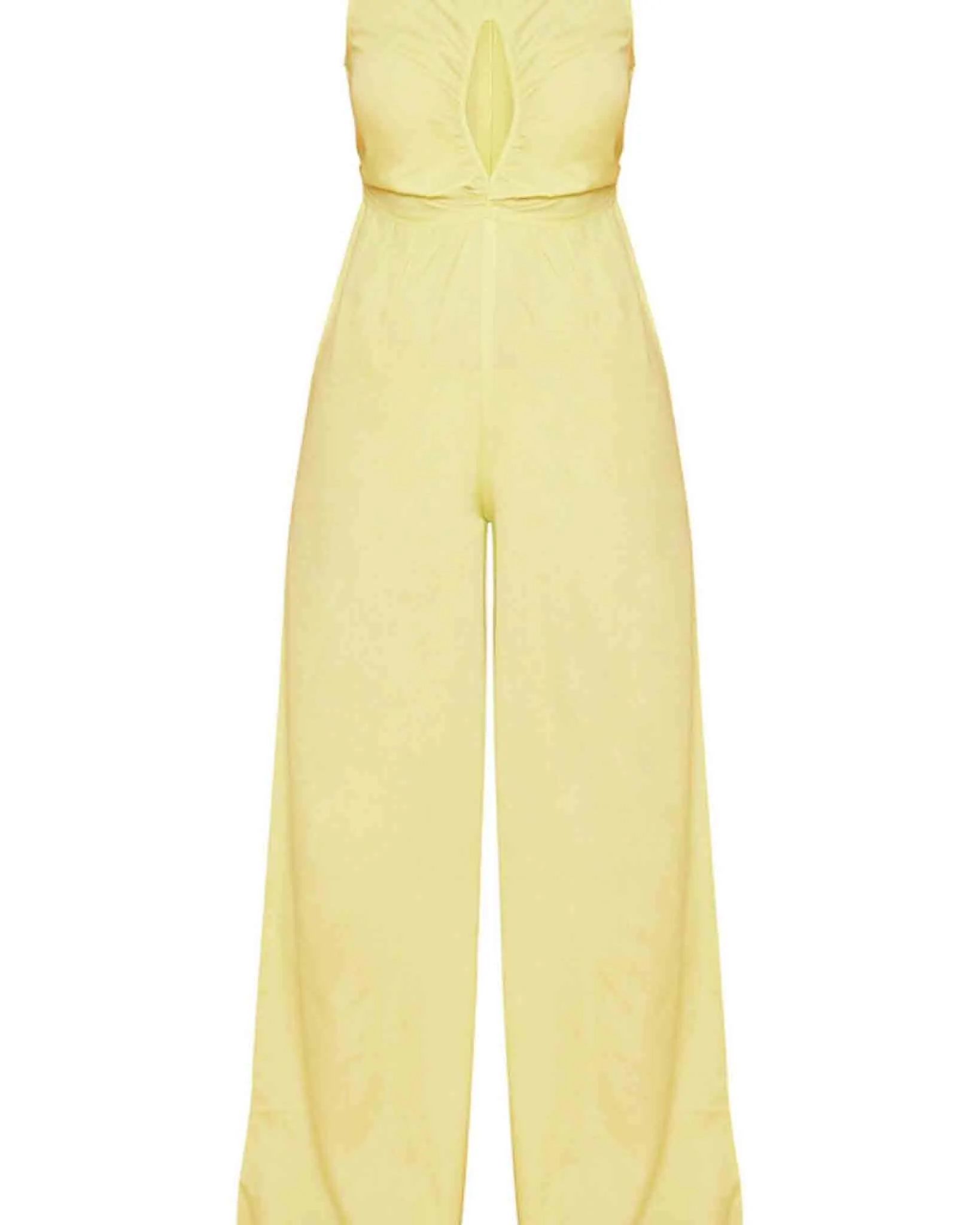 lime linen look keyhole detail racer wide leg jumpsuit