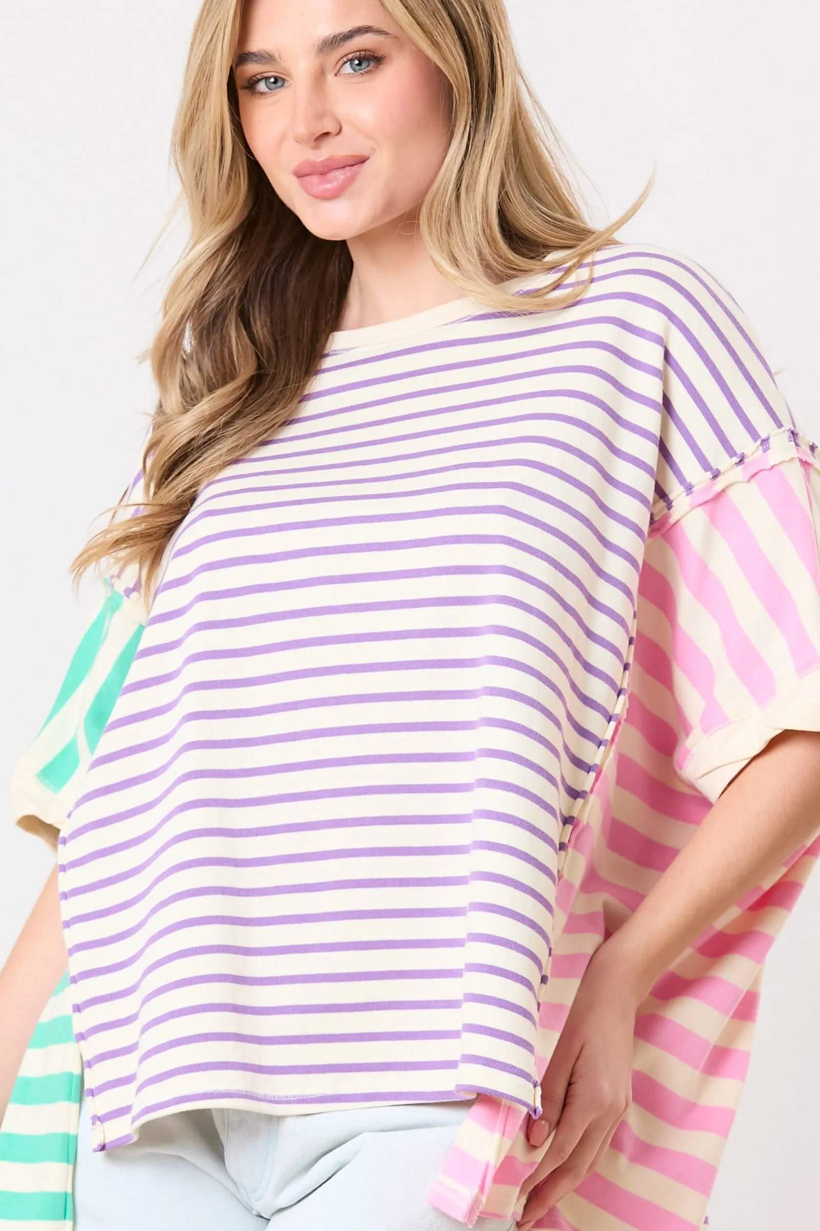 'Look Again' Top - Purple/Mint