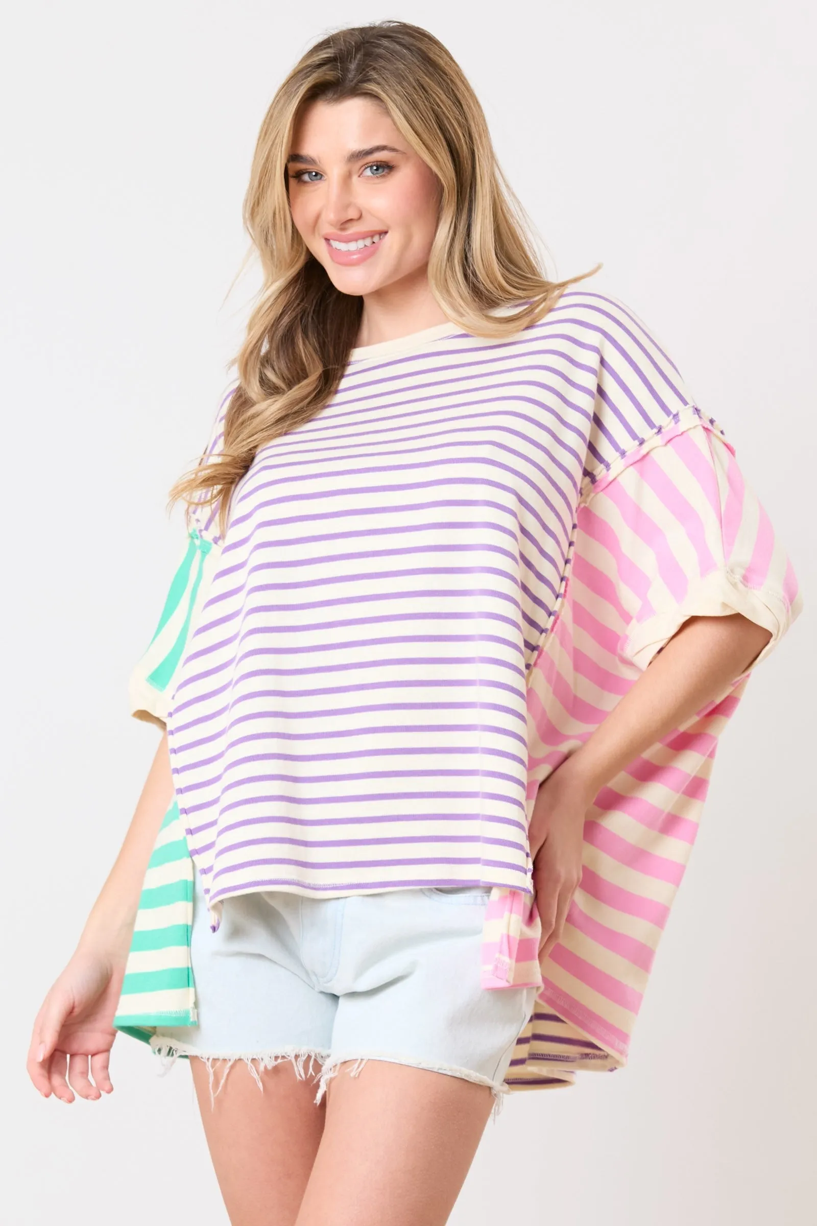 'Look Again' Top - Purple/Mint