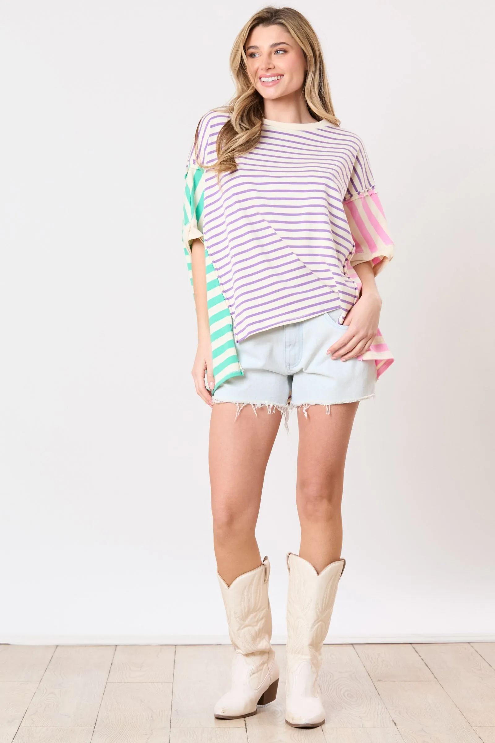 'Look Again' Top - Purple/Mint