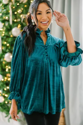 Look Into It Emerald Green Velvet Blouse