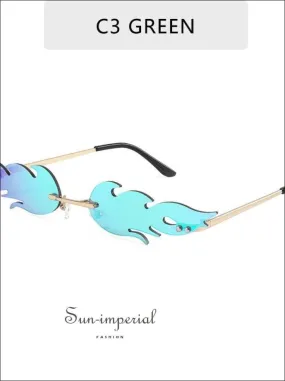 Luxury Fashion fire Flame Women Sunglasses - Teal