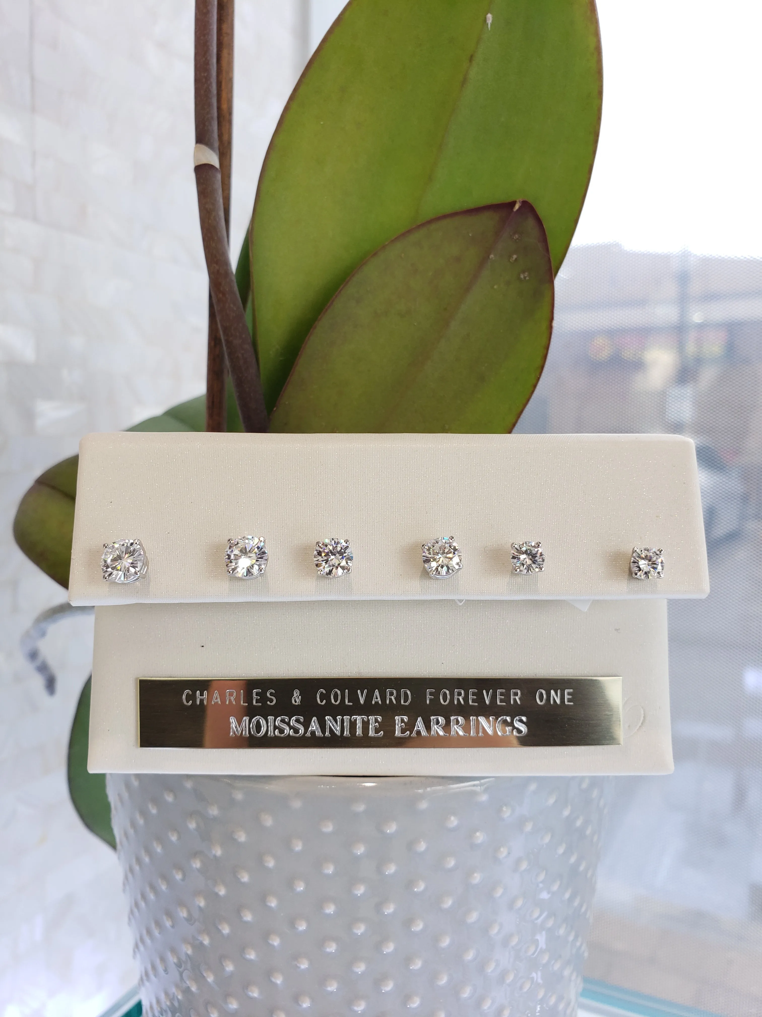 Moissanite Stud Earrings - Forever one DEF color - 3 sizes available